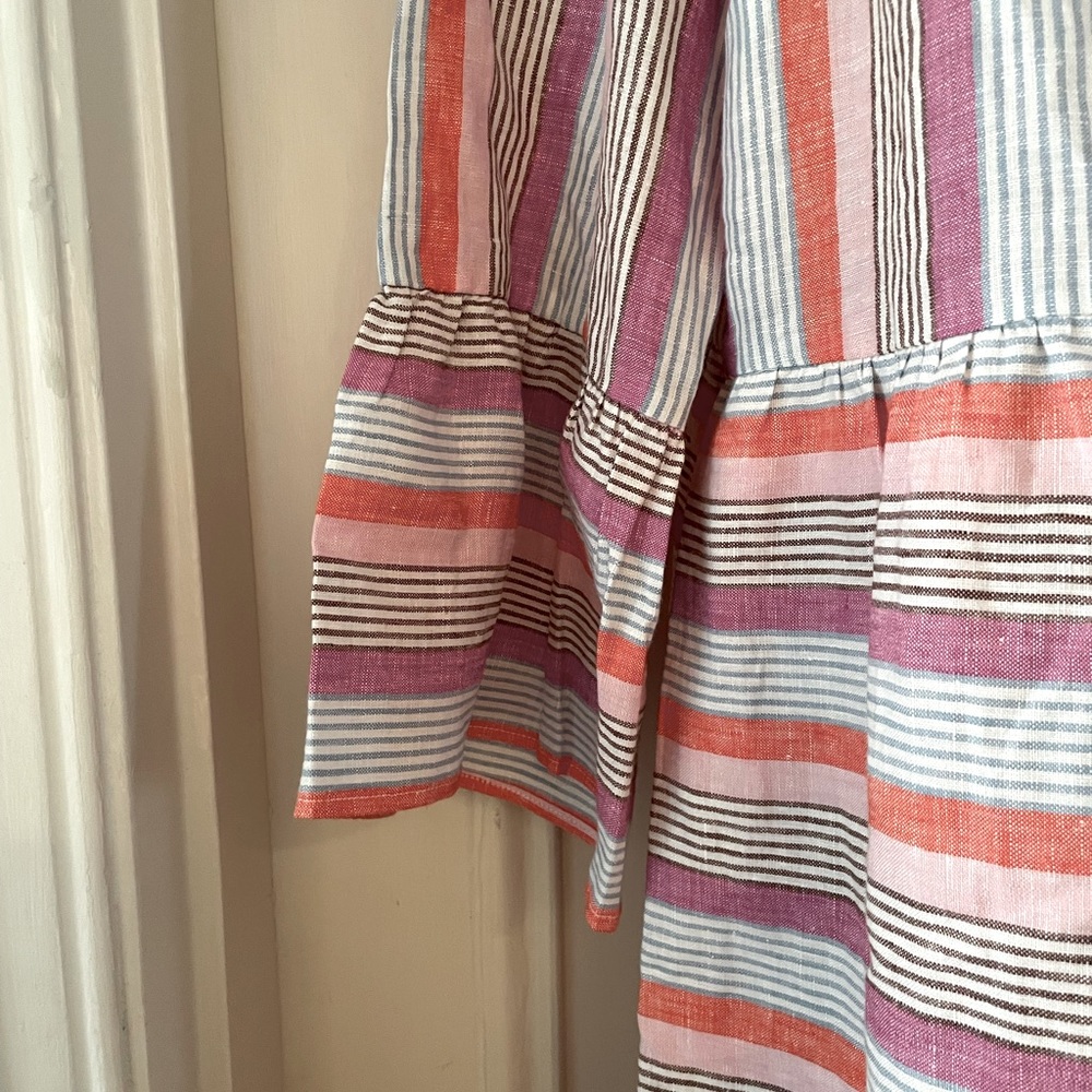 Boden Relaxed Linen Tiered Dress - Pink Mix Stripes - Size 20 L - NWT - Picture 3 of 4